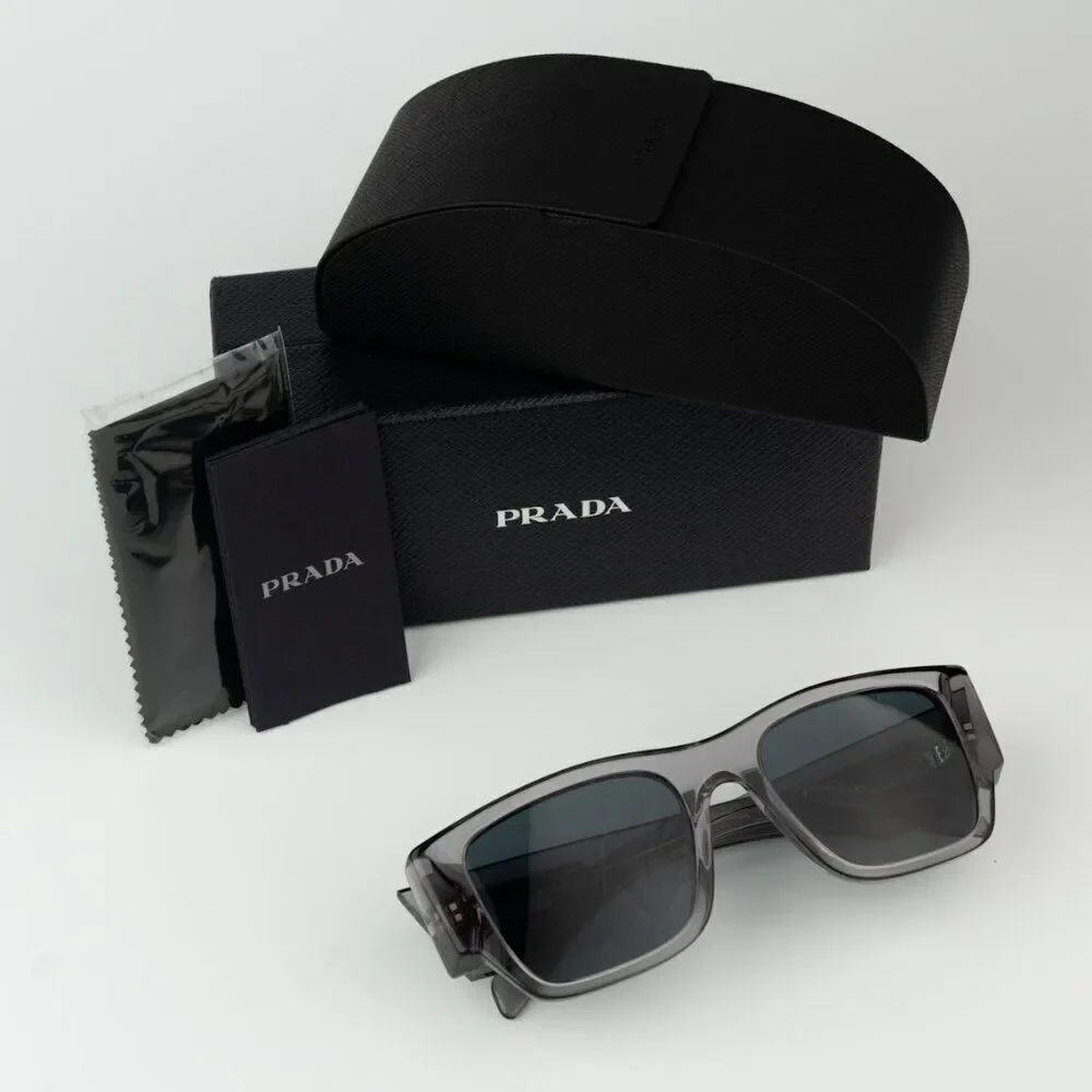 SALE! NEW Prada PR10ZSF 16Z70B Transparent Asphalt Grey Square Unisex Sunglasses